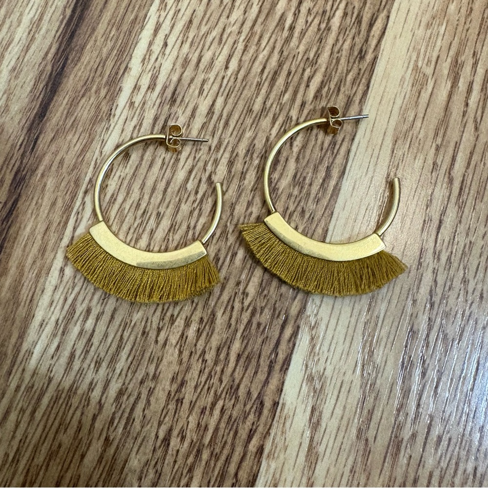 Madewell Gold Fringe Hoop Earrings